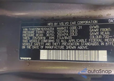 2016 Volvo Xc70 T5 Premier z USA, uszkodzony, nr VIN YV4612NK1G1244254